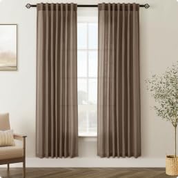 96 inch Long Linen Curtains 2 Panels for Living Room Back Tab Cream Ivory Light Filtering Semi Sheer Curtain 96 inches Long Boho Farmhouse Rustic Linen Drapes Floor to Ceiling Length 8 FT