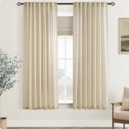 96 inch Long Linen Curtains 2 Panels for Living Room Back Tab Cream Ivory Light Filtering Semi Sheer Curtain 96 inches Long Boho Farmhouse Rustic Linen Drapes Floor to Ceiling Length 8 FT