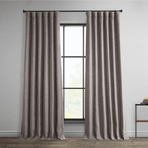 Faux Linen Curtains for Living Room (1 Panel) - 50W X 96L, Birch Taupe