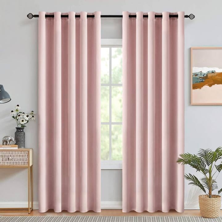 MIULEE Beige Blackout Bedroom Curtains Drapes 84 Inch Long 52"x84"