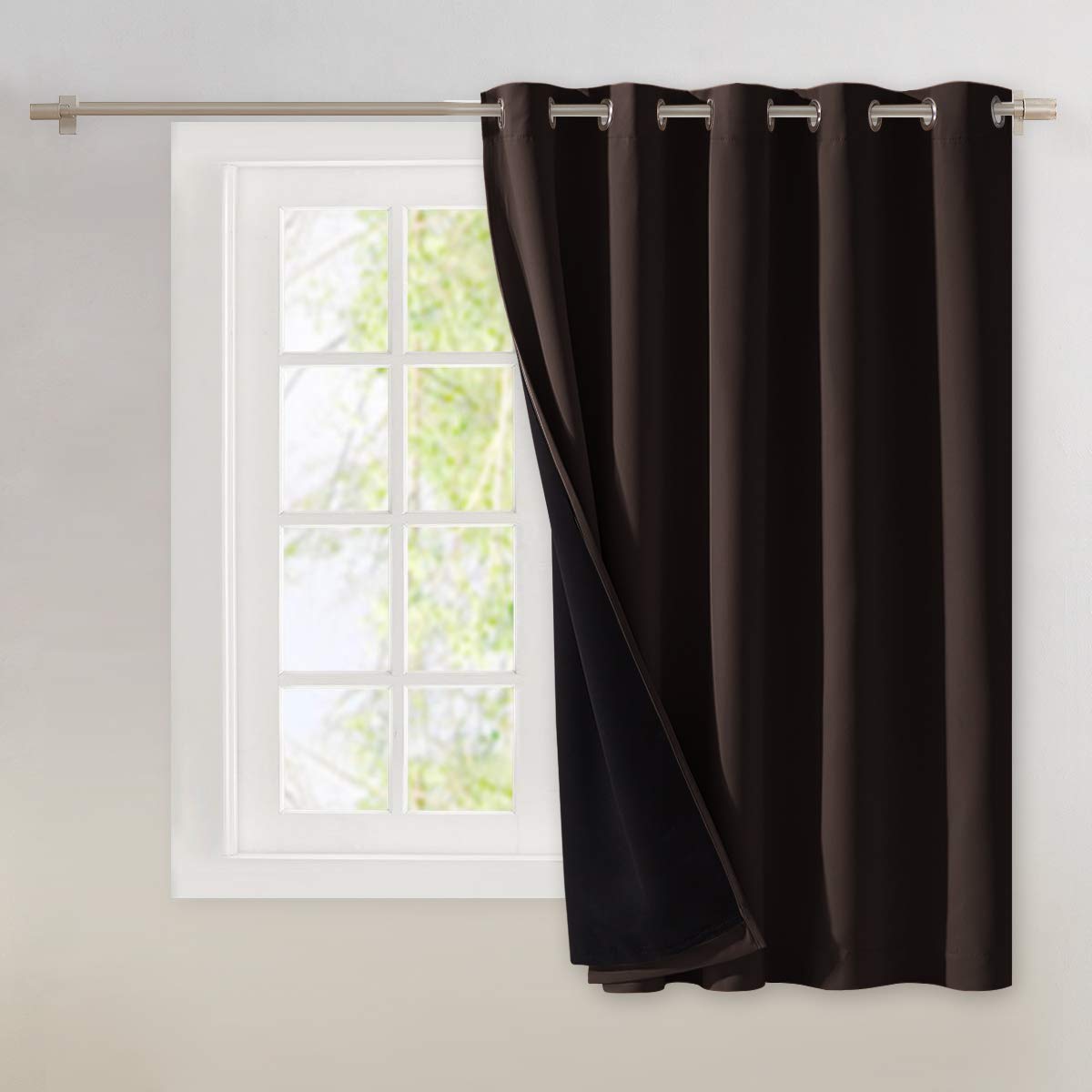 NICETOWN 100% Blackout Curtain 54 inches Long, Double-Deck Completely Blackout Window Treatment Thermal Insulated Lined Drape for Small Window (White, 1 PC, 52 inches Width Each Panel)