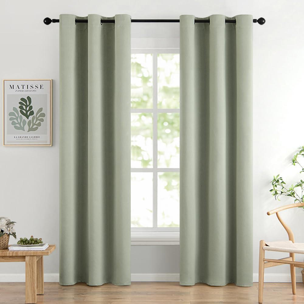 MIULEE Beige Blackout Bedroom Curtains Drapes 84 Inch Long 52"x84"
