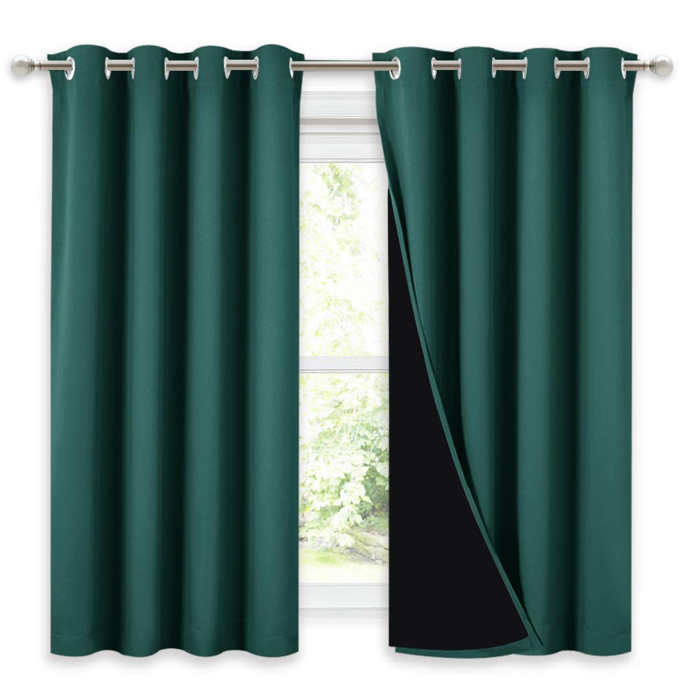 NICETOWN 100% Blackout Curtain 54 inches Long, Double-Deck Completely Blackout Window Treatment Thermal Insulated Lined Drape for Small Window (White, 1 PC, 52 inches Width Each Panel)