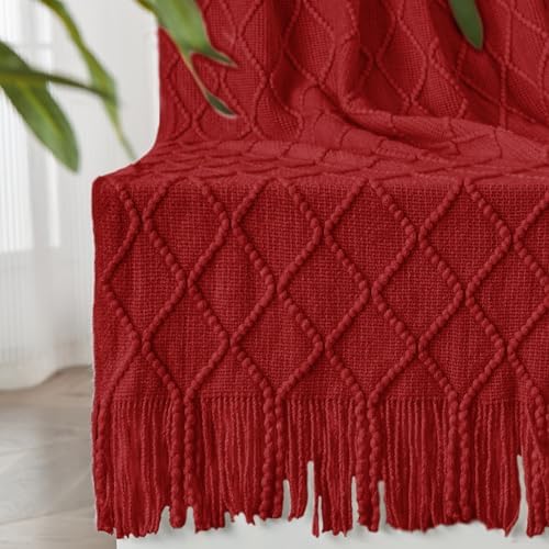 inhand Off White Knitted Throw Blanket for Couch and Bed, 50"x60"