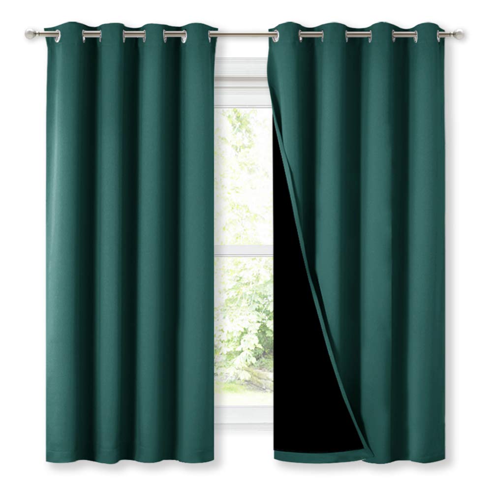 NICETOWN 100% Blackout Curtain 54 inches Long, Double-Deck Completely Blackout Window Treatment Thermal Insulated Lined Drape for Small Window (White, 1 PC, 52 inches Width Each Panel)