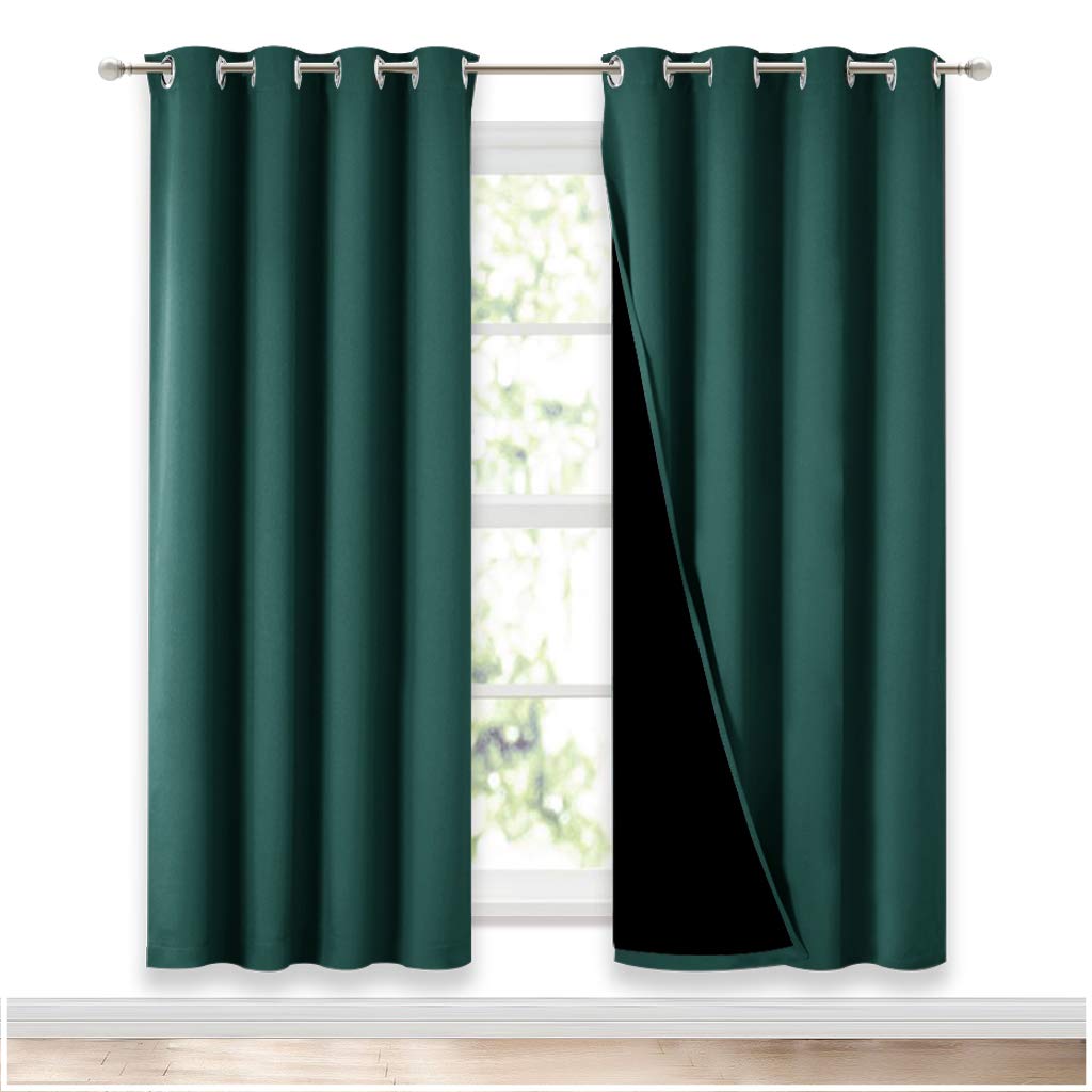 NICETOWN 100% Blackout Curtain 54 inches Long, Double-Deck Completely Blackout Window Treatment Thermal Insulated Lined Drape for Small Window (White, 1 PC, 52 inches Width Each Panel)