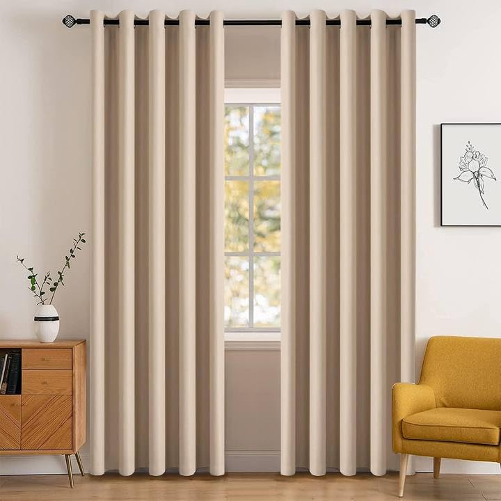 MIULEE Beige Blackout Bedroom Curtains Drapes 84 Inch Long 52"x84"