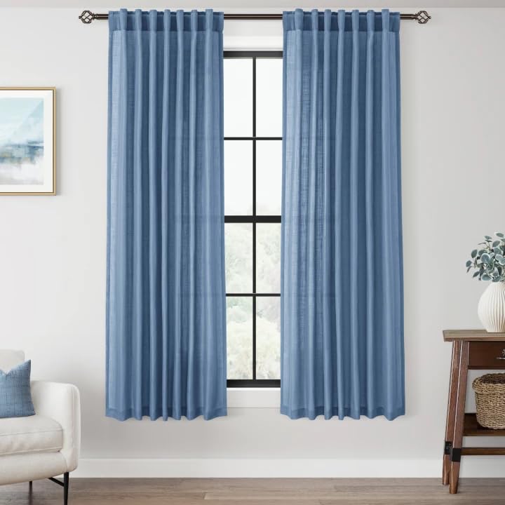96 inch Long Linen Curtains 2 Panels for Living Room Back Tab Cream Ivory Light Filtering Semi Sheer Curtain 96 inches Long Boho Farmhouse Rustic Linen Drapes Floor to Ceiling Length 8 FT