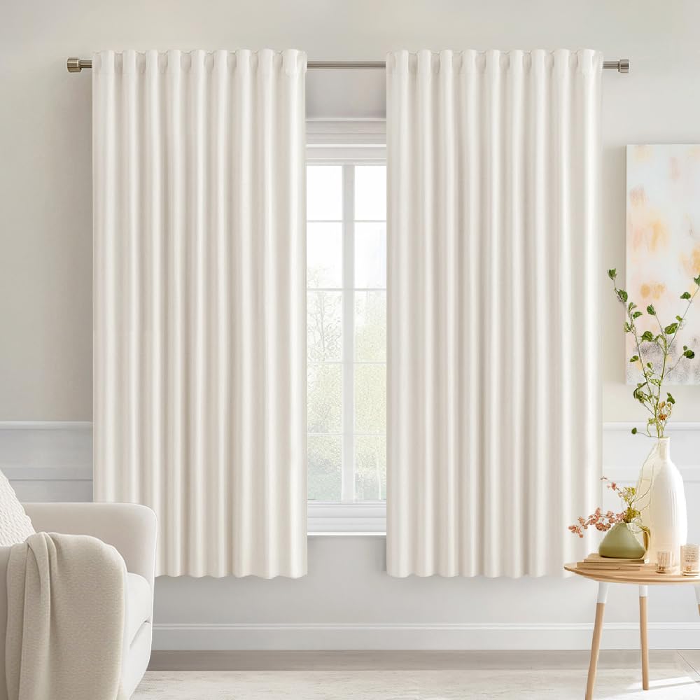 MIULEE 2 Panels Set Black Back Tab Blackout Curtains 52x96 Inch Long