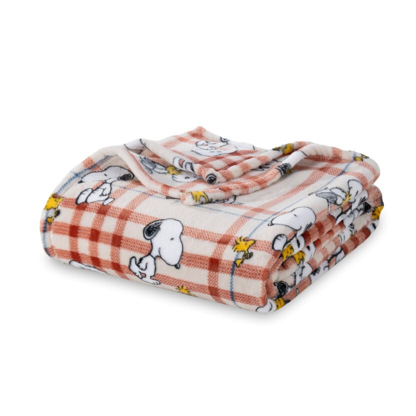Berkshire Blanket Peanuts® VelvetLoft® Cute Character Snoopy Plush Throw Blanket,Peanuts Poses and Paws Grey,Throw 55 in x 70 in (Official Peanuts® Product)