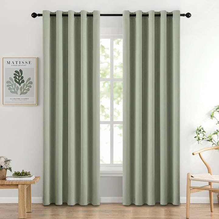 MIULEE Beige Blackout Bedroom Curtains Drapes 84 Inch Long 52"x84"