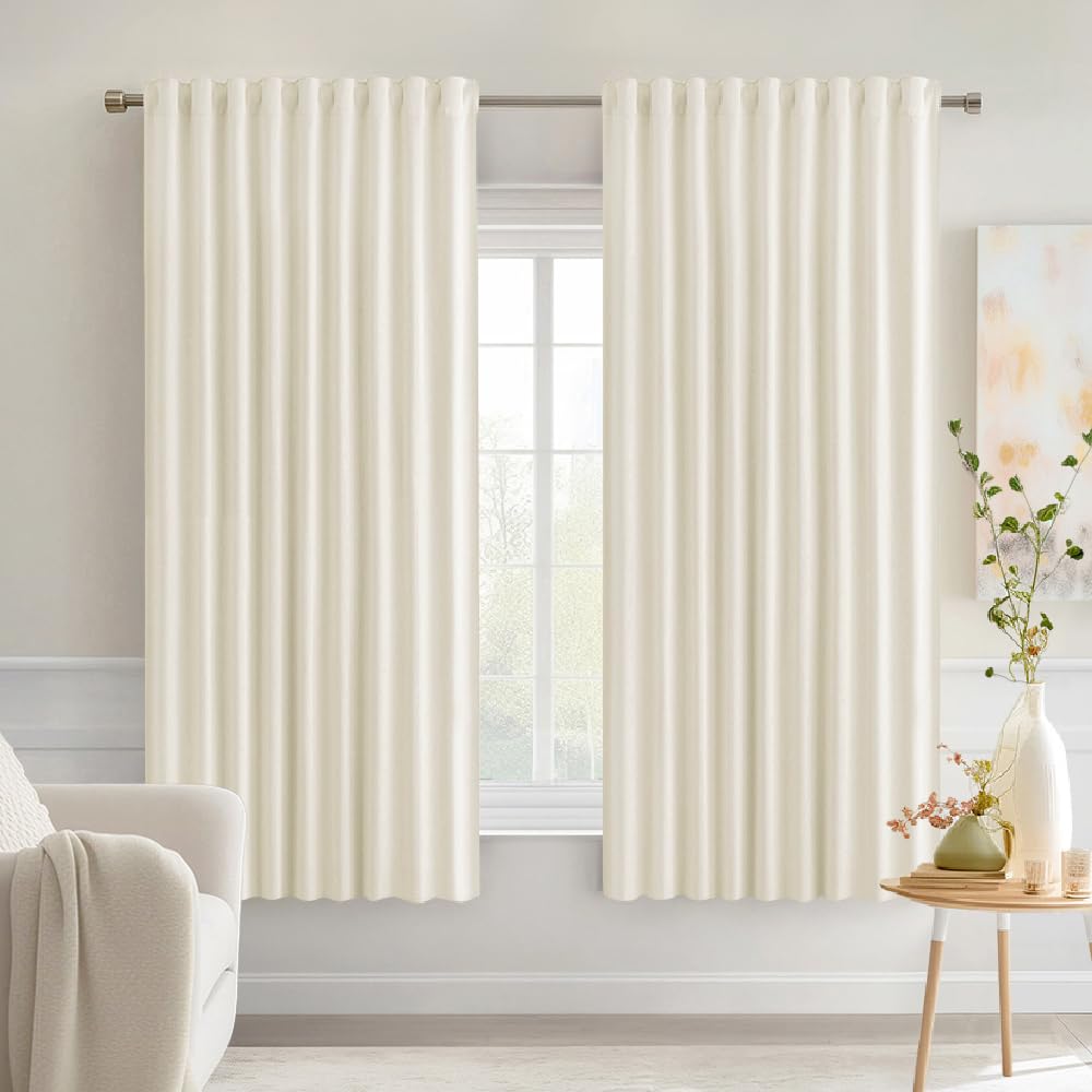 MIULEE 2 Panels Set Black Back Tab Blackout Curtains 52x96 Inch Long