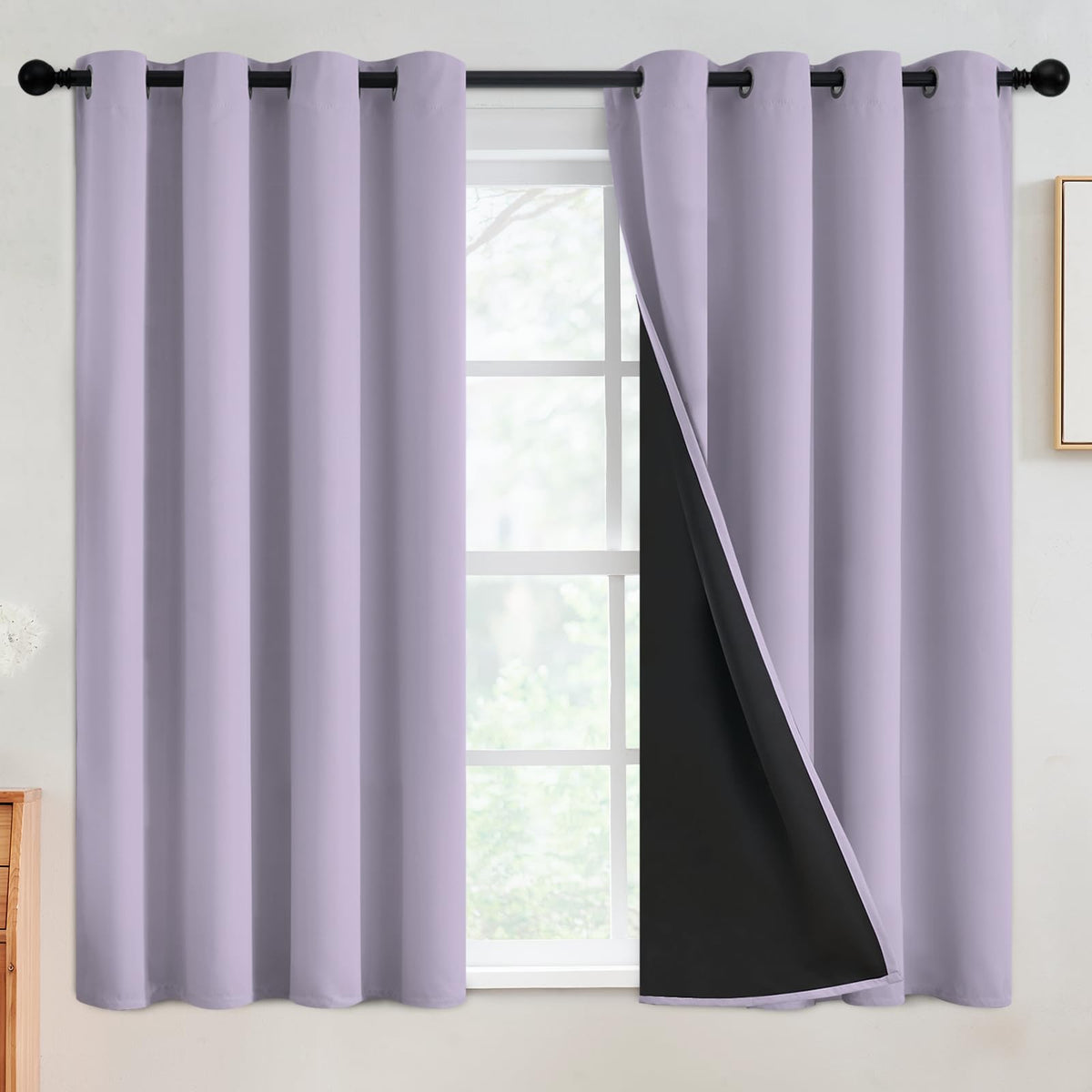 SimpleHome Cream 100% Blackout Curtains Room Darkening Living Room 84 Inch