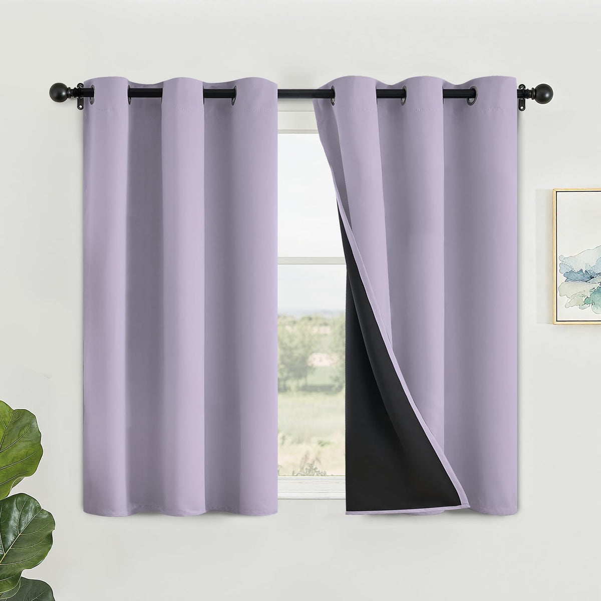 SimpleHome Cream 100% Blackout Curtains Room Darkening Living Room 84 Inch