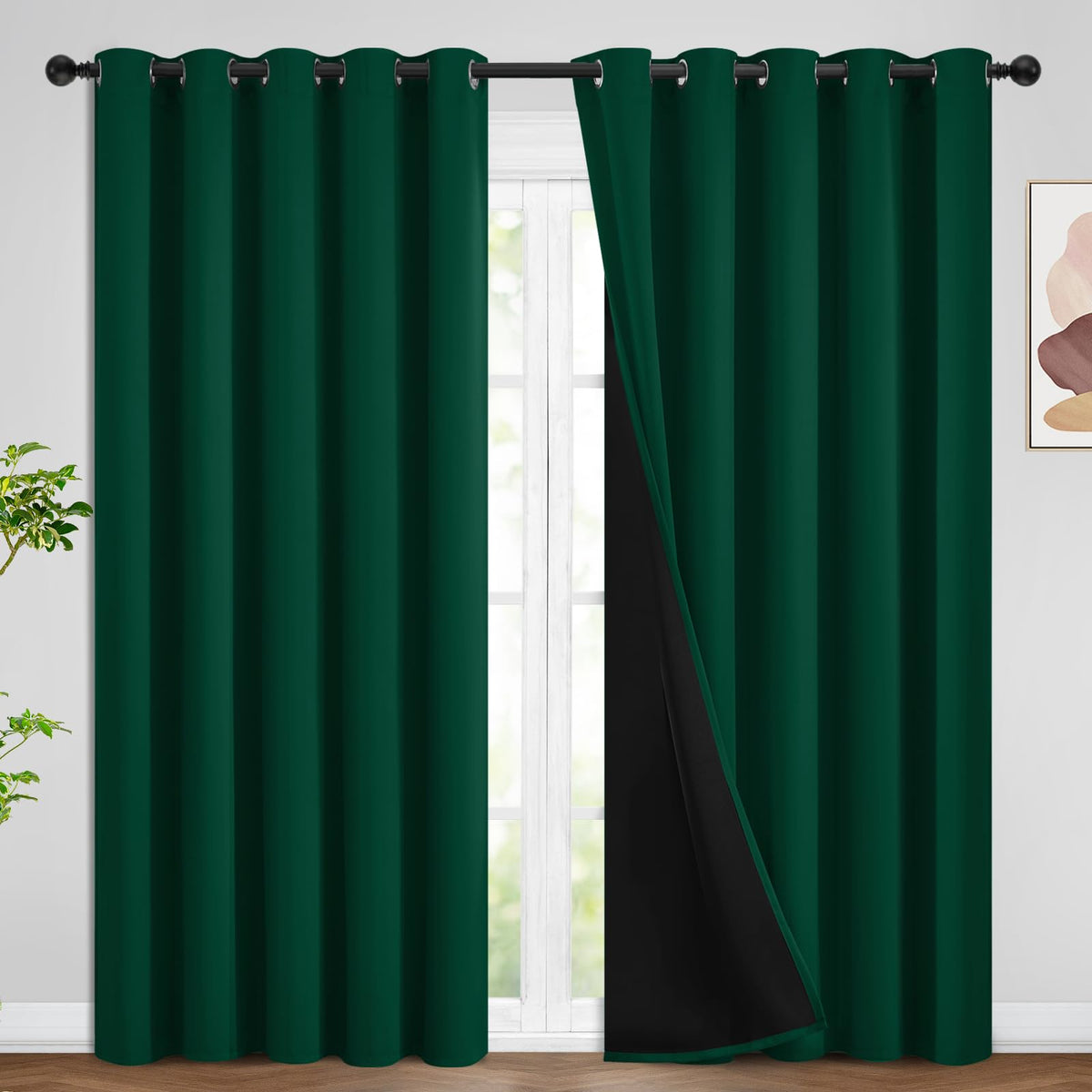 SimpleHome Cream 100% Blackout Curtains Room Darkening Living Room 84 Inch