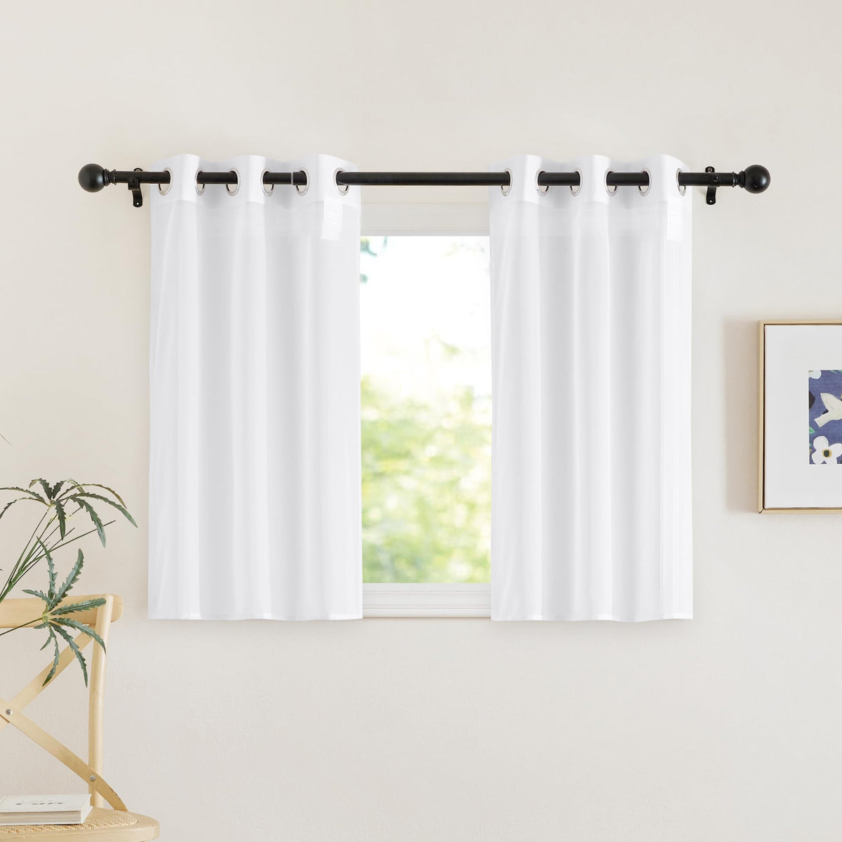 NICETOWN White Sheer Curtains & Drapes 96 inches Long for Living Room - Grommet Top Solid Lightweight & Airy Gauzy Window Treatments with Light Filtering for Bedroom, 2 Panels, W54 x L96