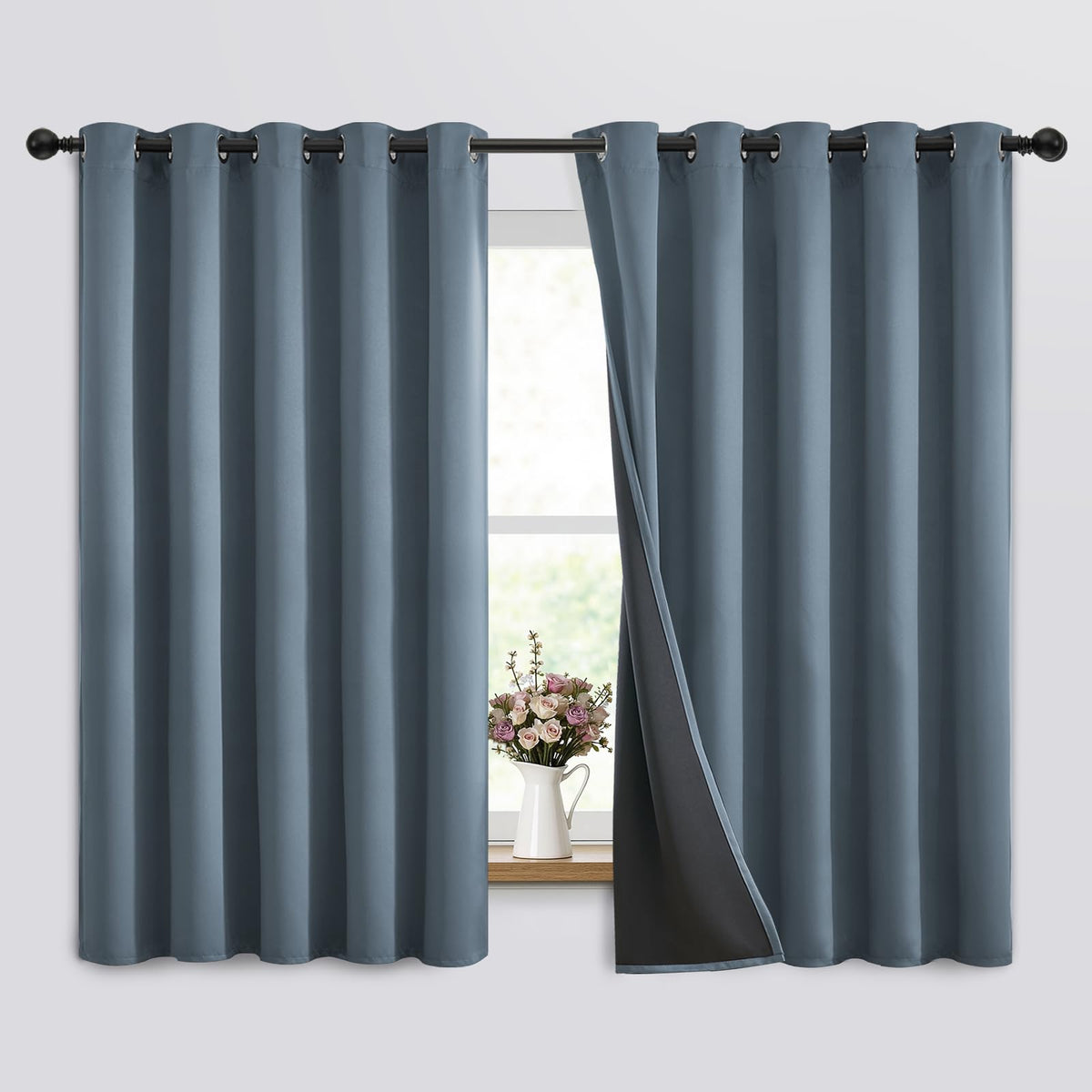 SimpleHome Cream 100% Blackout Curtains Room Darkening Living Room 84 Inch