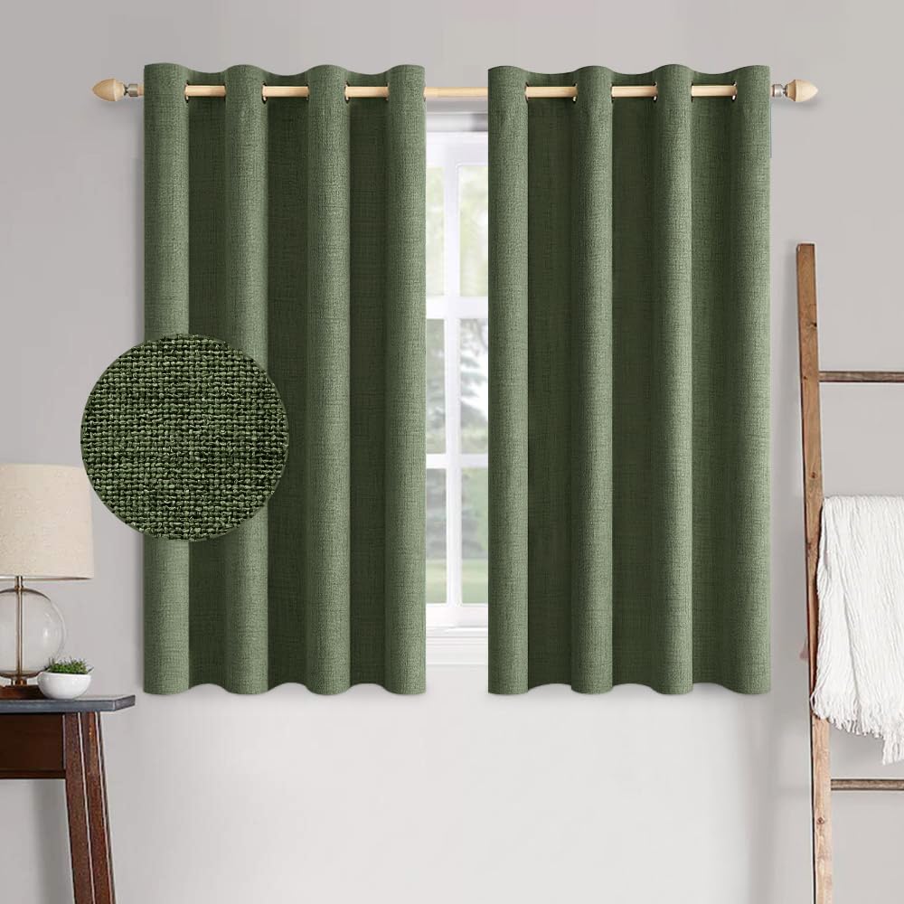 MIULEE 100% Blackout Linen Curtains for Bedroom 52x84 Inches Natural Beige