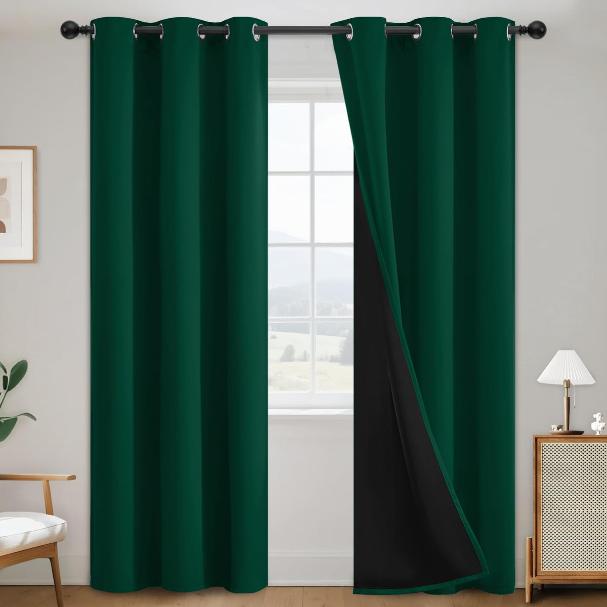 SimpleHome Cream 100% Blackout Curtains Room Darkening Living Room 84 Inch