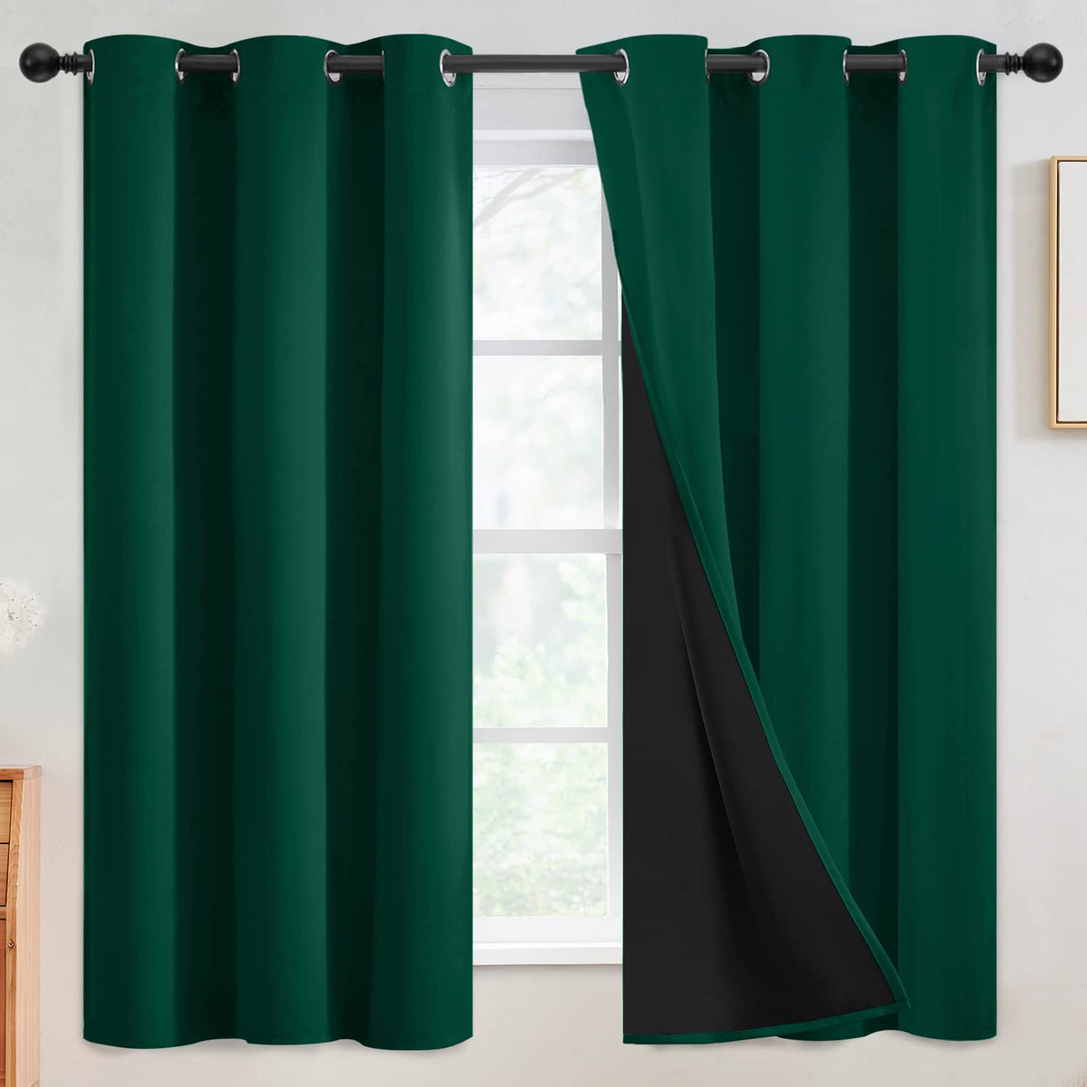 SimpleHome Cream 100% Blackout Curtains Room Darkening Living Room 84 Inch