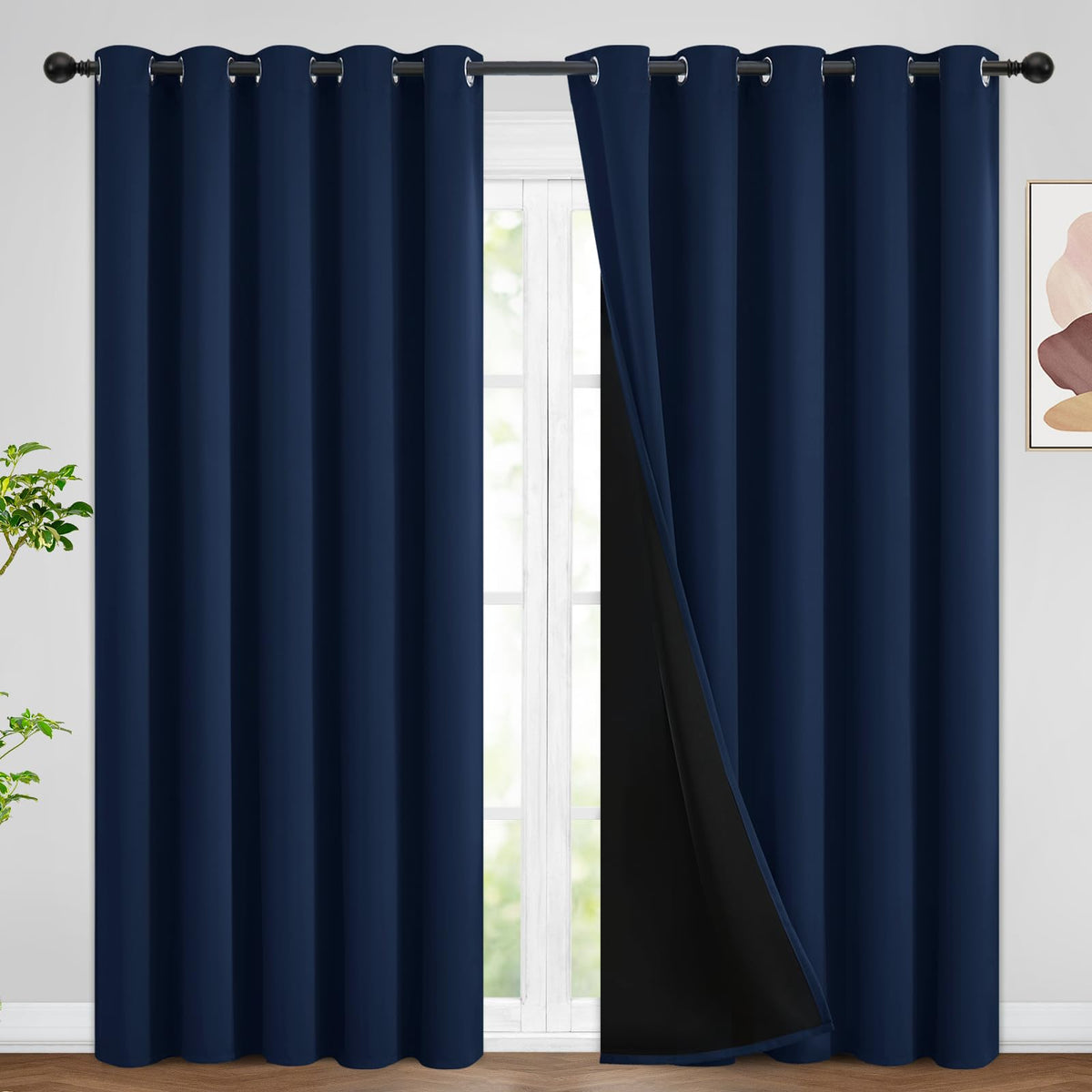 SimpleHome Cream 100% Blackout Curtains Room Darkening Living Room 84 Inch