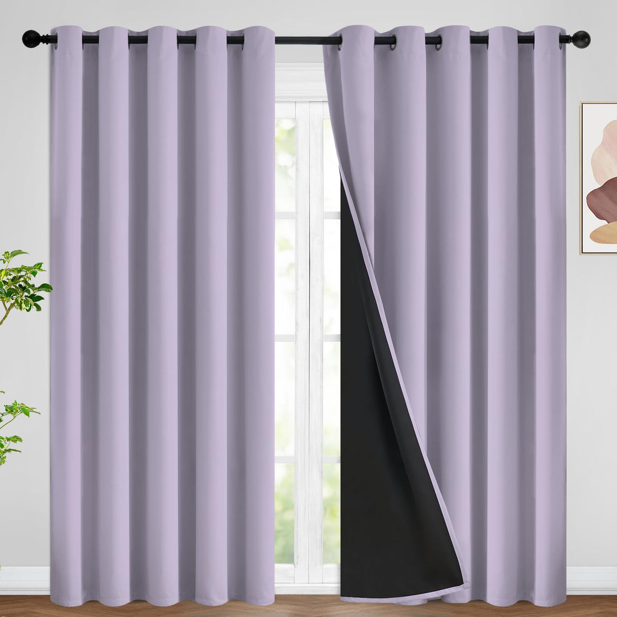 SimpleHome Cream 100% Blackout Curtains Room Darkening Living Room 84 Inch