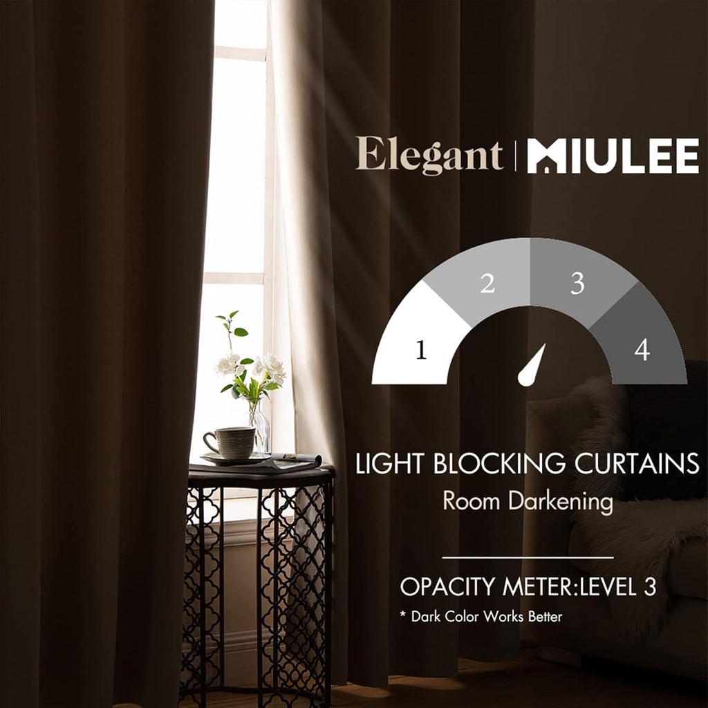 MIULEE Beige Blackout Bedroom Curtains Drapes 84 Inch Long 52"x84"