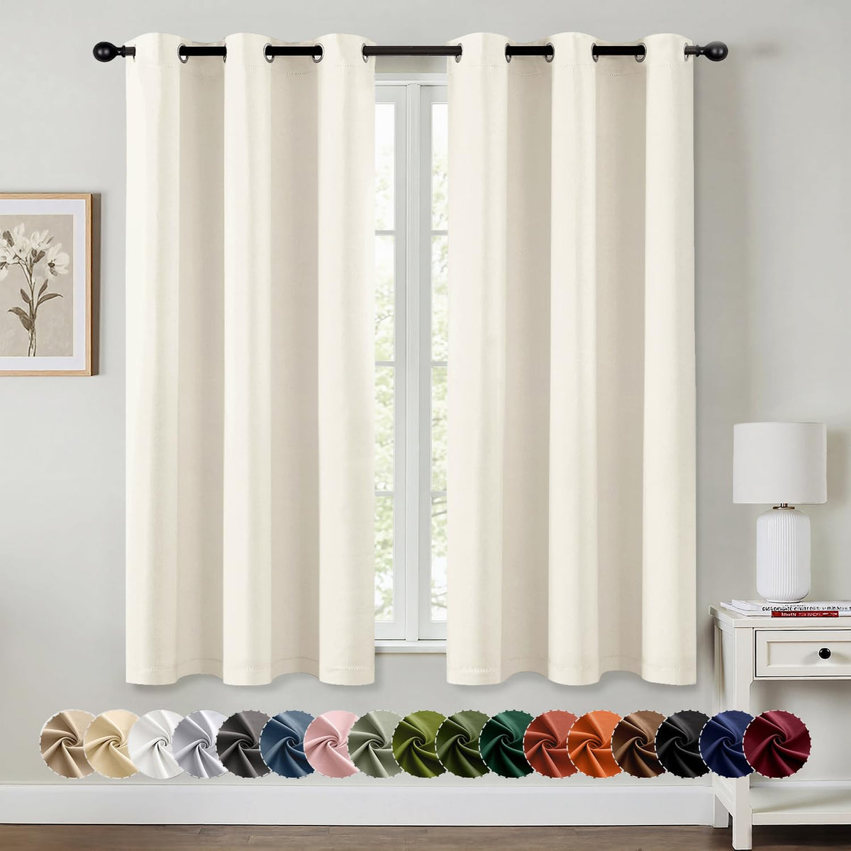 MIULEE Blackout Curtains for Bedroom 2 Panels 40 x 84 Inch Long Black