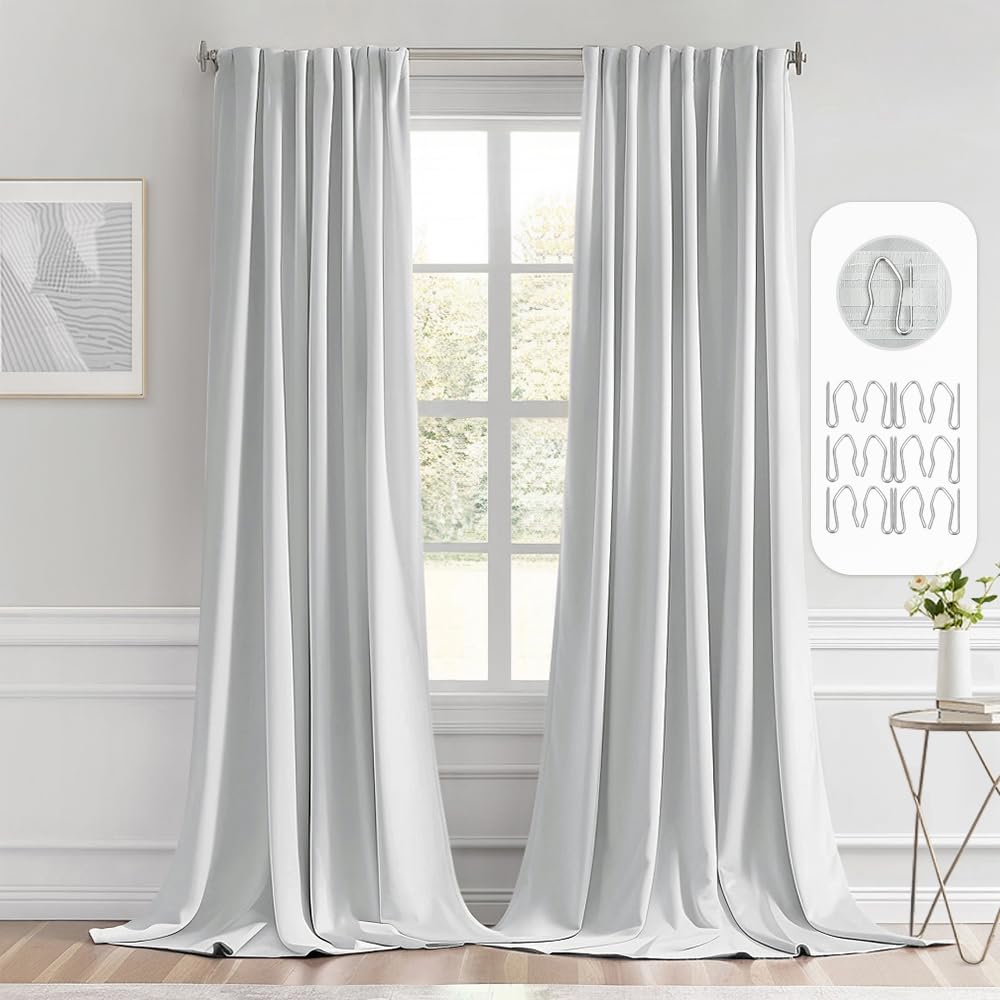 MIULEE 2 Panels Set Black Back Tab Blackout Curtains 52x96 Inch Long