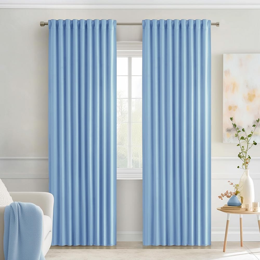 MIULEE 2 Panels Set Black Back Tab Blackout Curtains 52x96 Inch Long