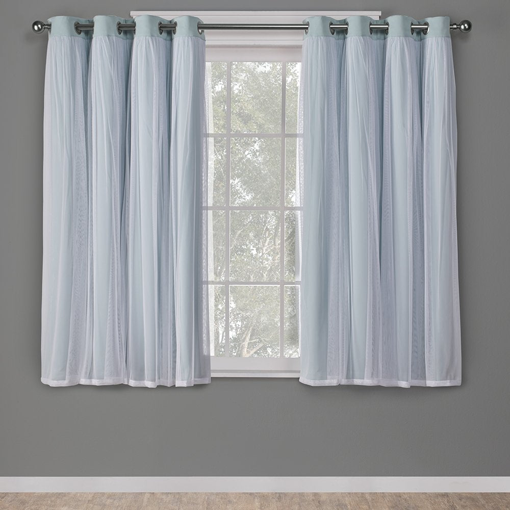 TOWN & COUNTRY LUXE Talia Double Layer Indoor Curtains, Sheer and Room Darkening Blackout, Grommet Top, Energy Efficient, 2-Pack Set, 52"x84", Rose Blush
