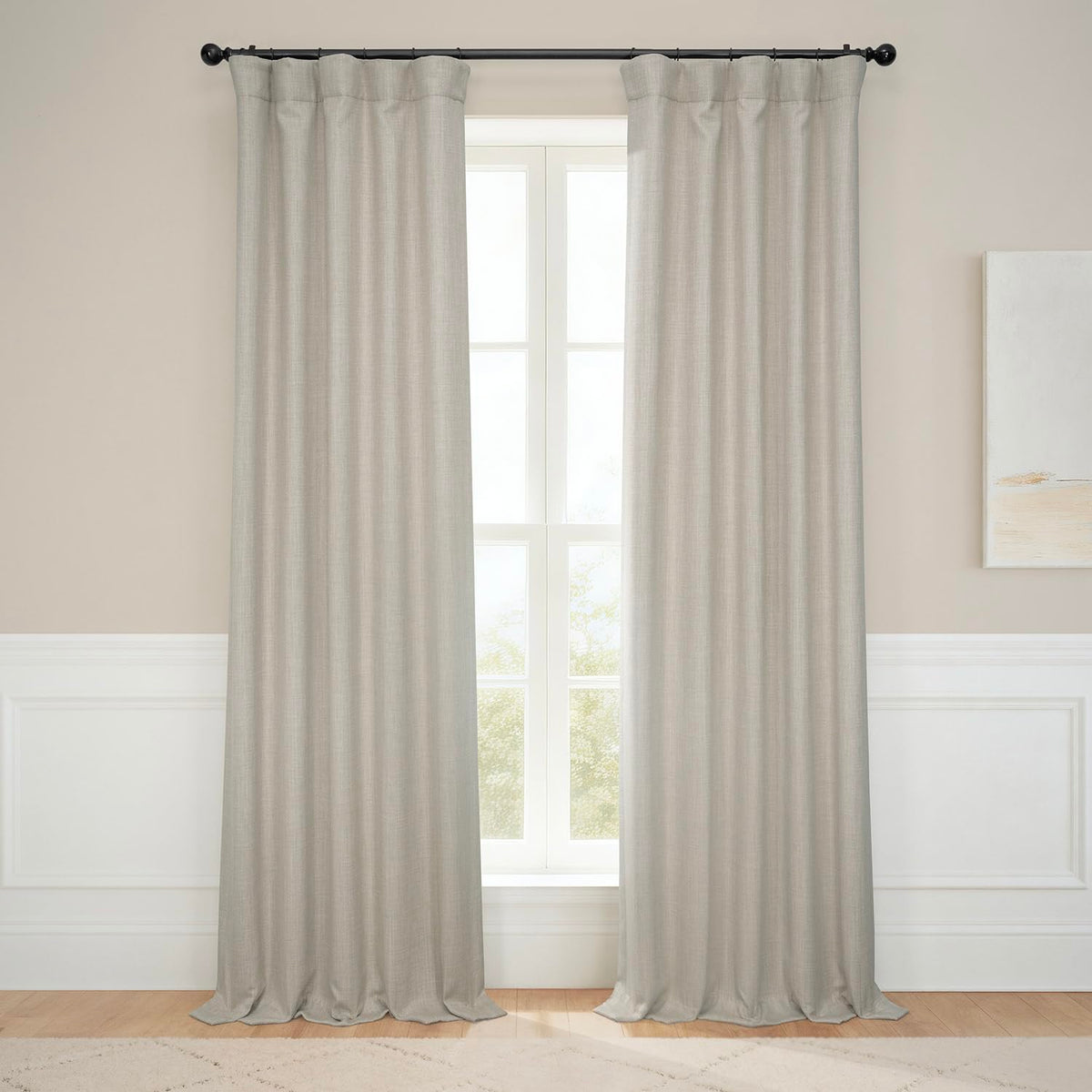 Faux Linen Curtains for Living Room (1 Panel) - 50W X 96L, Birch Taupe