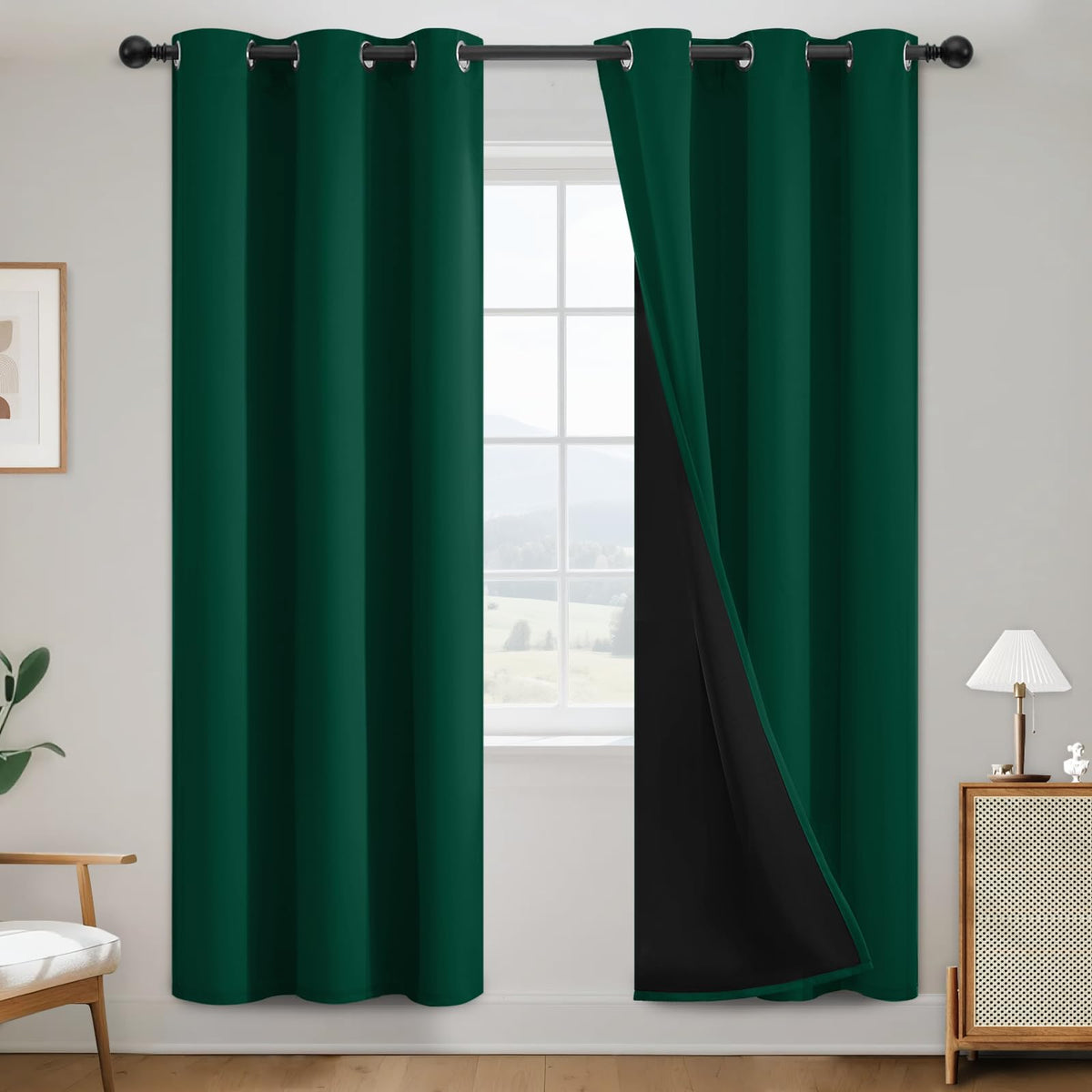 SimpleHome Cream 100% Blackout Curtains Room Darkening Living Room 84 Inch