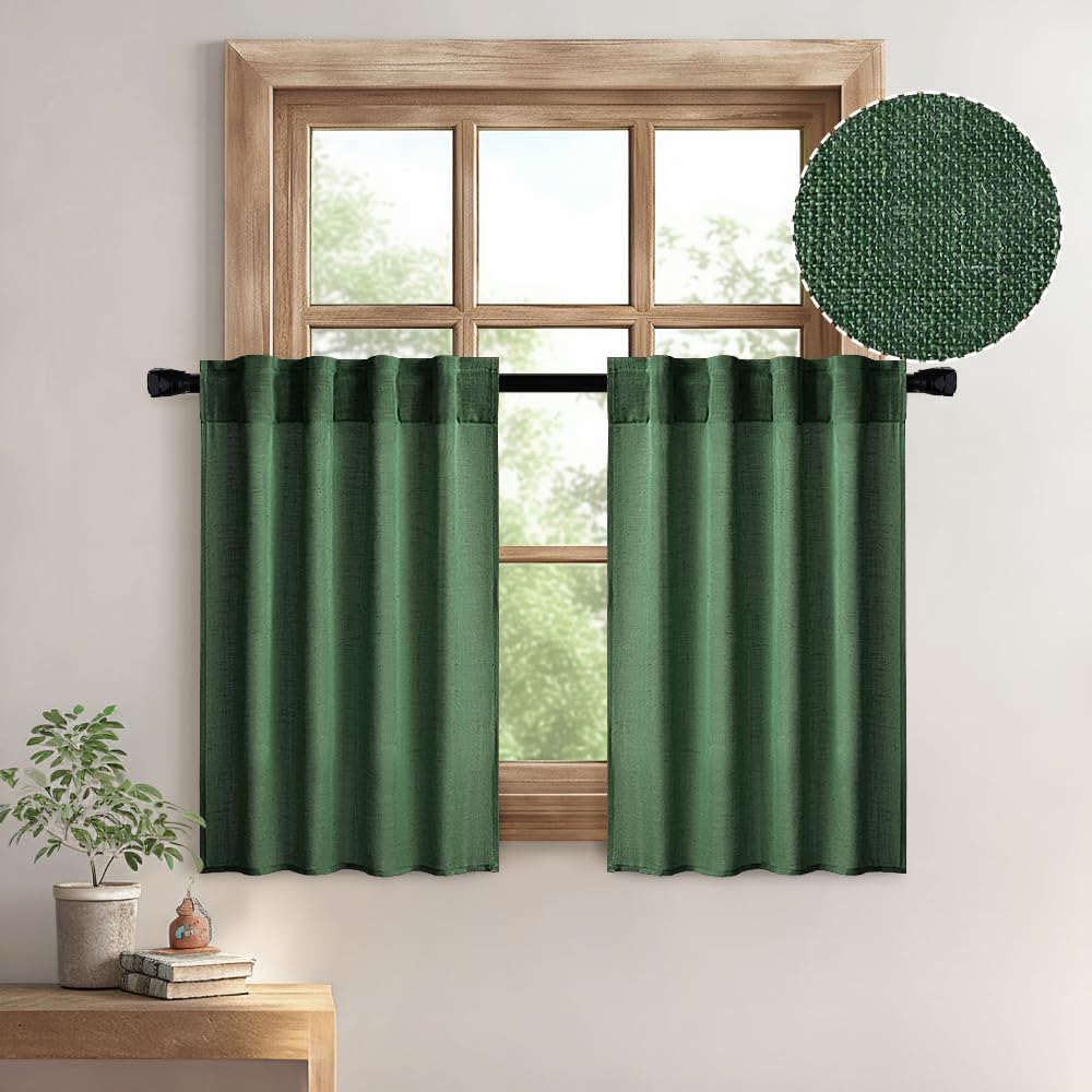 MIULEE Taupe Linen Curtains 52x84 Inch Length for Bedroom and Living Room