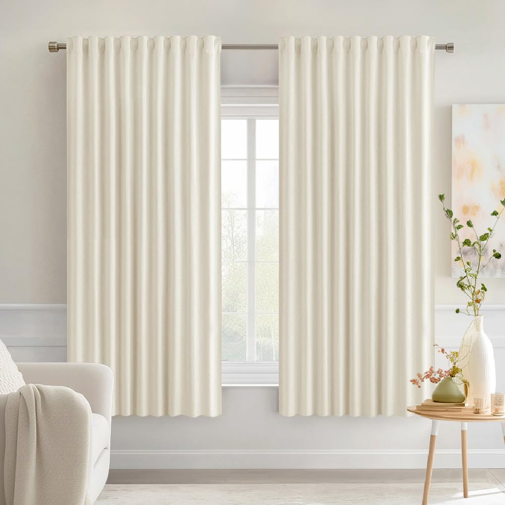 MIULEE 2 Panels Set Black Back Tab Blackout Curtains 52x96 Inch Long