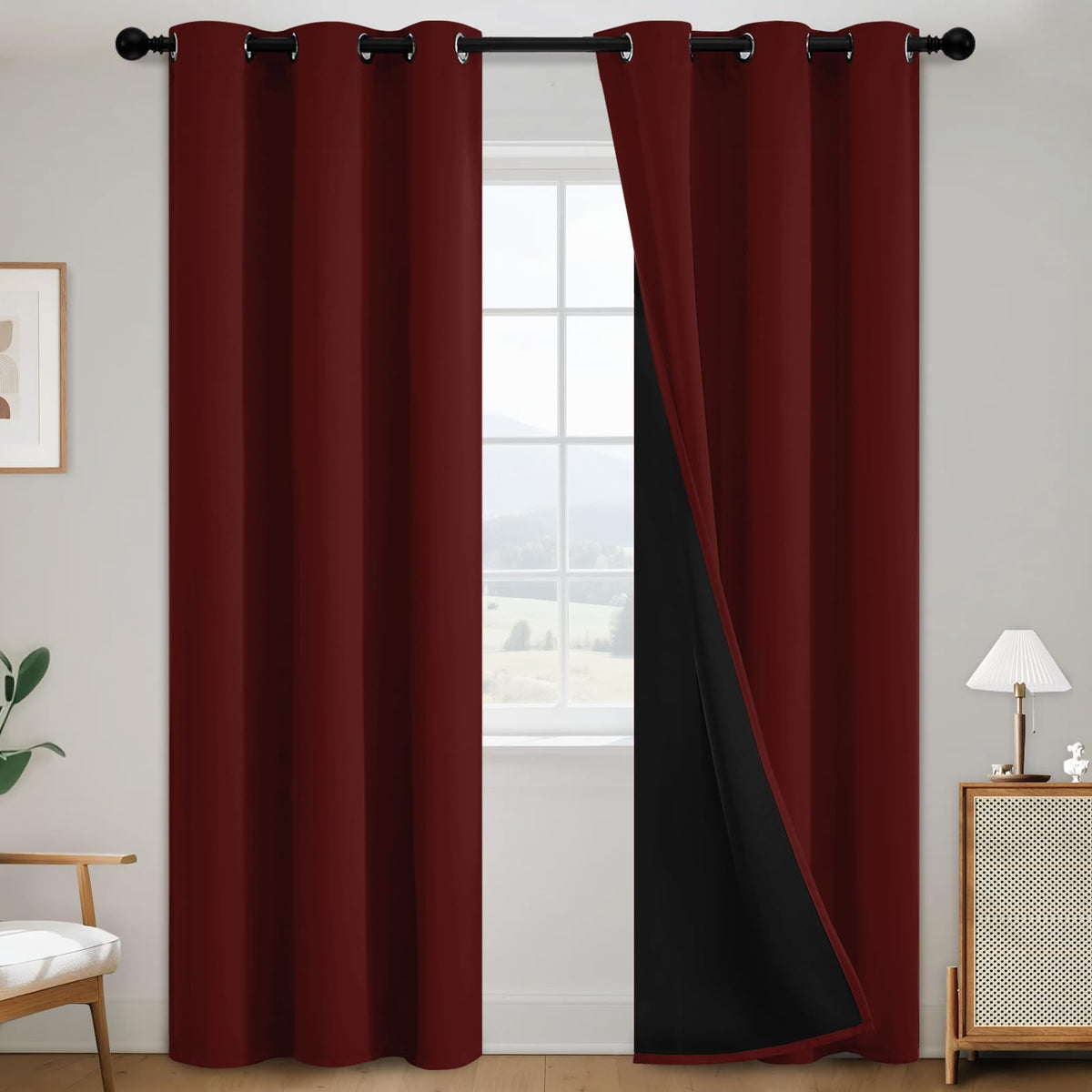 SimpleHome Cream 100% Blackout Curtains Room Darkening Living Room 84 Inch