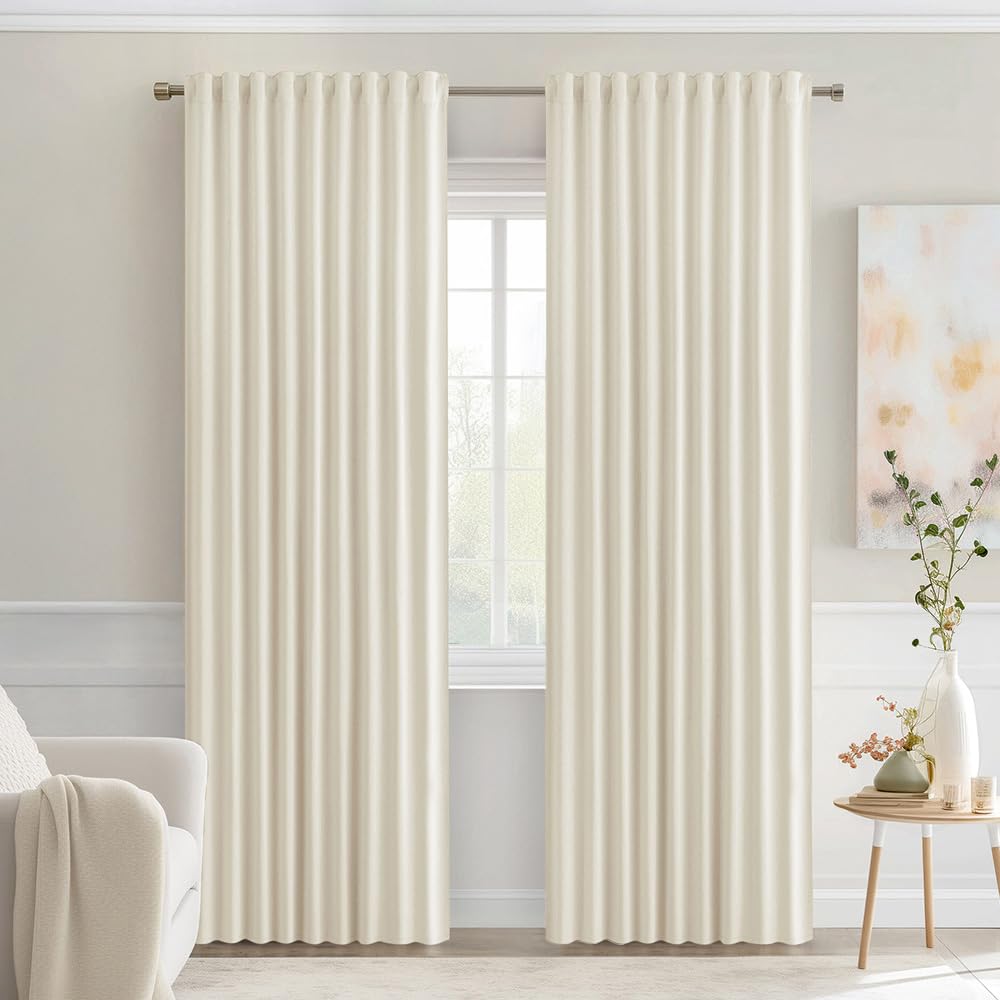 MIULEE 2 Panels Set Black Back Tab Blackout Curtains 52x96 Inch Long