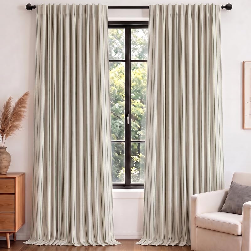 MYSKY HOME Linen Blackout Curtains for Bedroom and Living Room