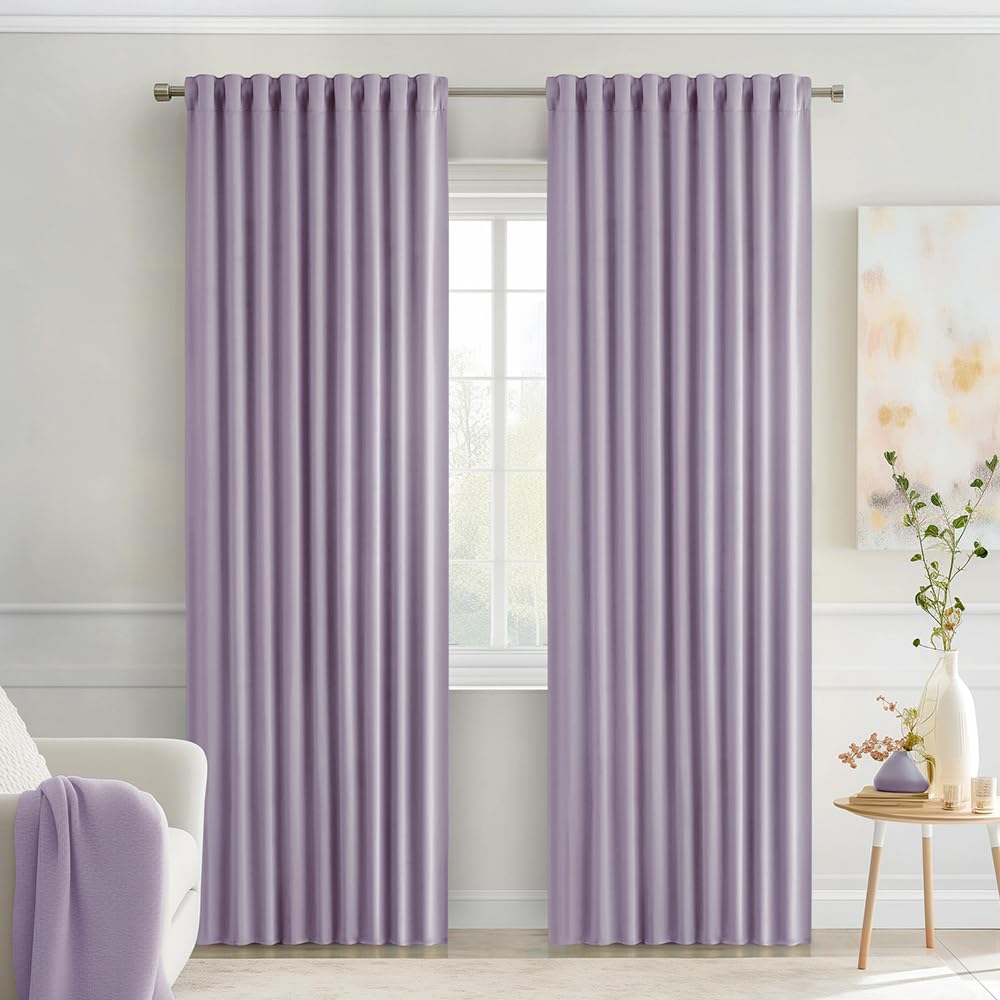 MIULEE 2 Panels Set Black Back Tab Blackout Curtains 52x96 Inch Long