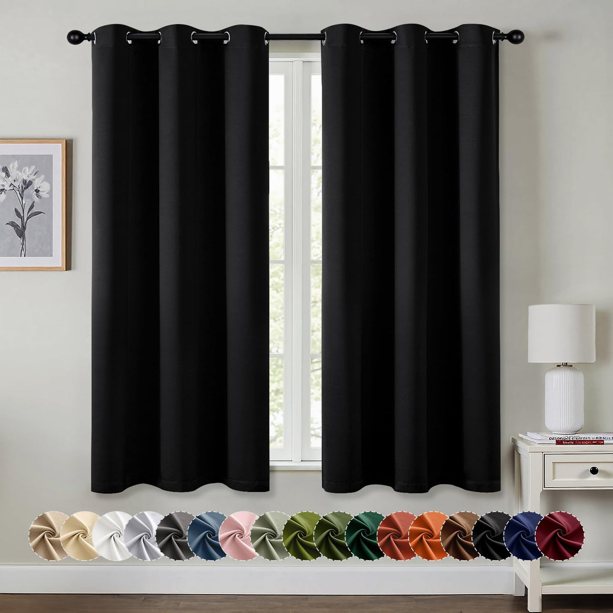 MIULEE Blackout Curtains for Bedroom 2 Panels 40 x 84 Inch Long Black