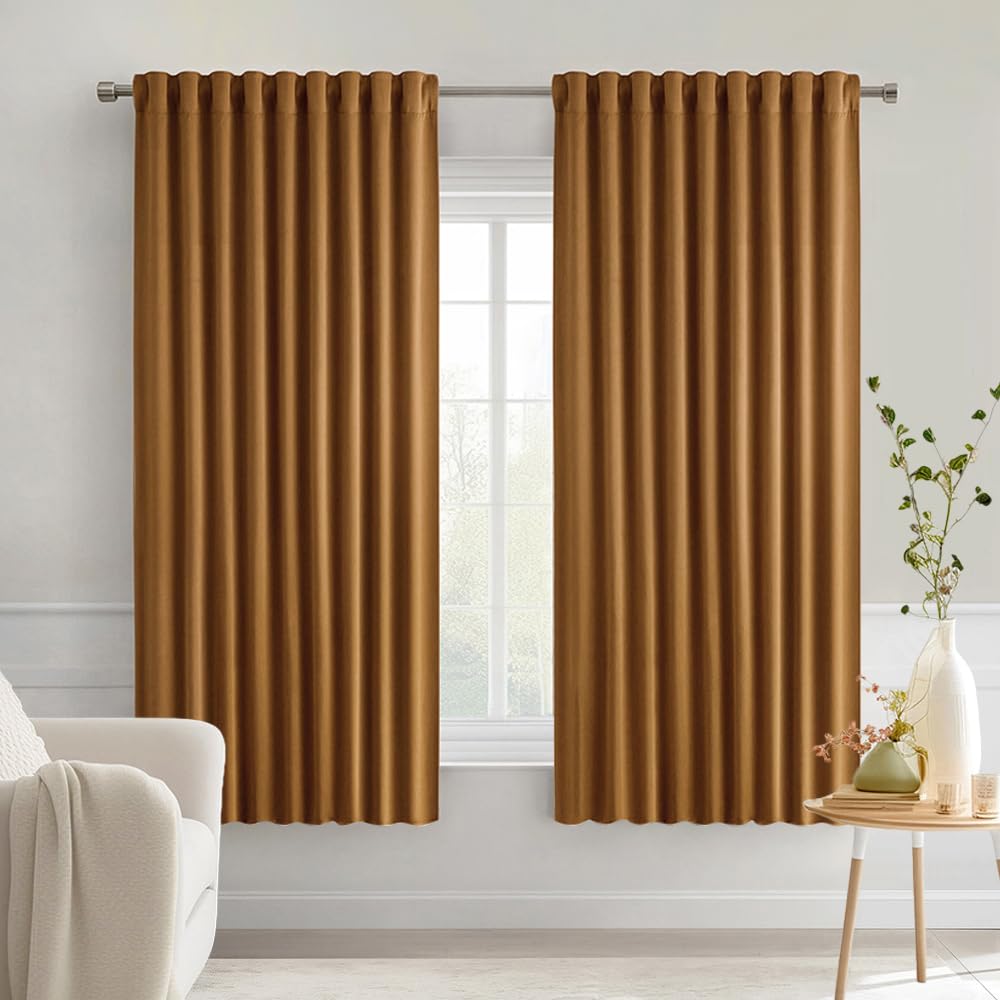MIULEE 2 Panels Set Black Back Tab Blackout Curtains 52x96 Inch Long