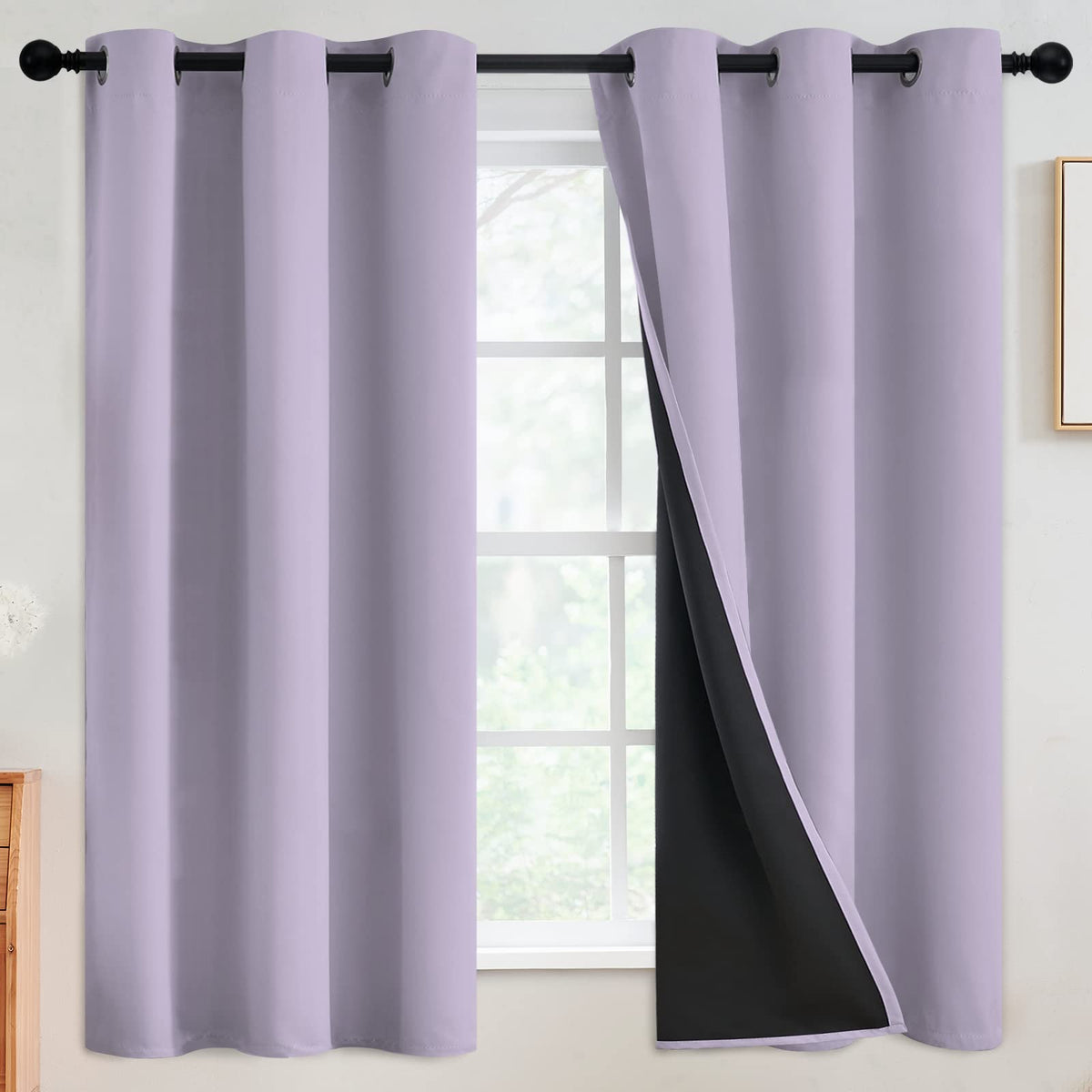 SimpleHome Cream 100% Blackout Curtains Room Darkening Living Room 84 Inch