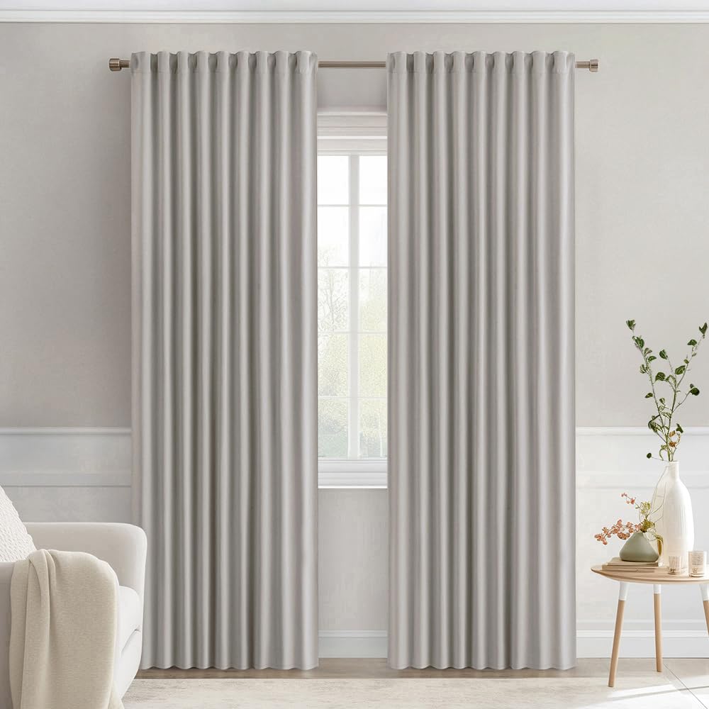 MIULEE 2 Panels Set Black Back Tab Blackout Curtains 52x96 Inch Long