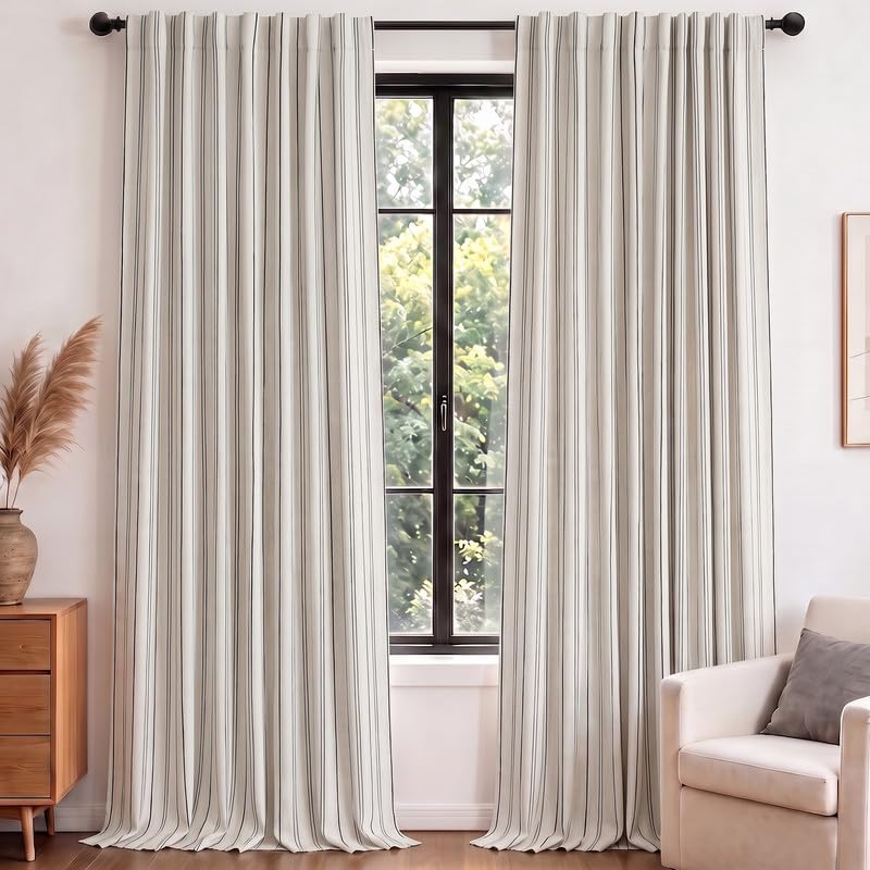 MYSKY HOME Linen Blackout Curtains for Bedroom and Living Room
