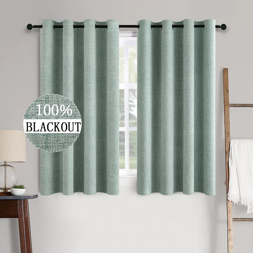 MIULEE 100% Blackout Linen Curtains for Bedroom 52x84 Inches Natural Beige
