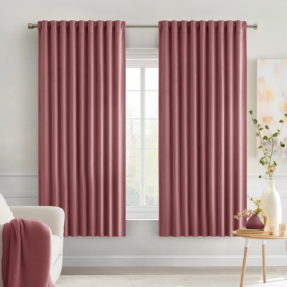 MIULEE 2 Panels Set Black Back Tab Blackout Curtains 52x96 Inch Long