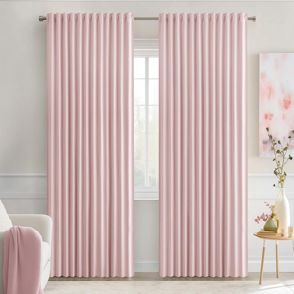 MIULEE 2 Panels Set Black Back Tab Blackout Curtains 52x96 Inch Long
