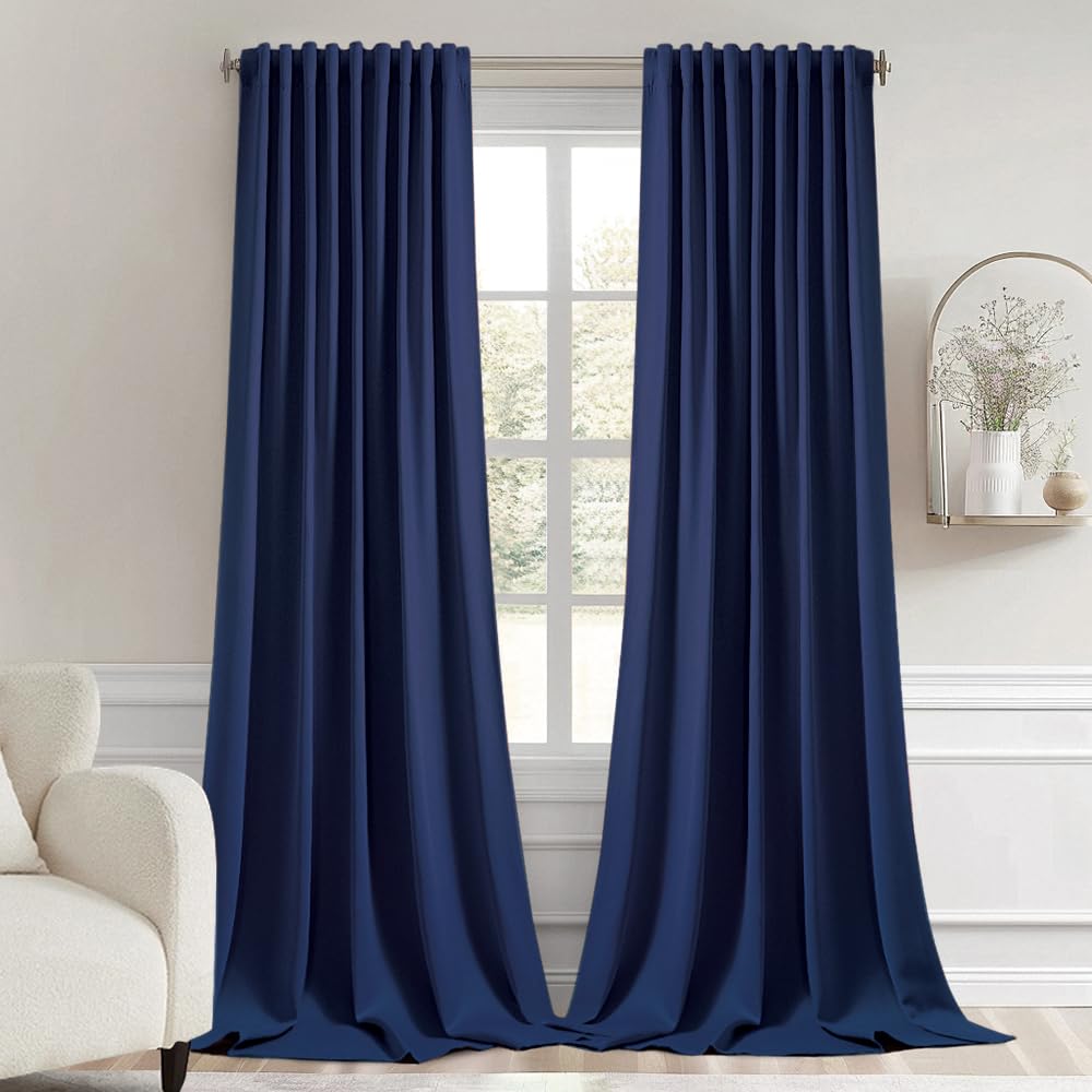 MIULEE 2 Panels Set Black Back Tab Blackout Curtains 52x96 Inch Long