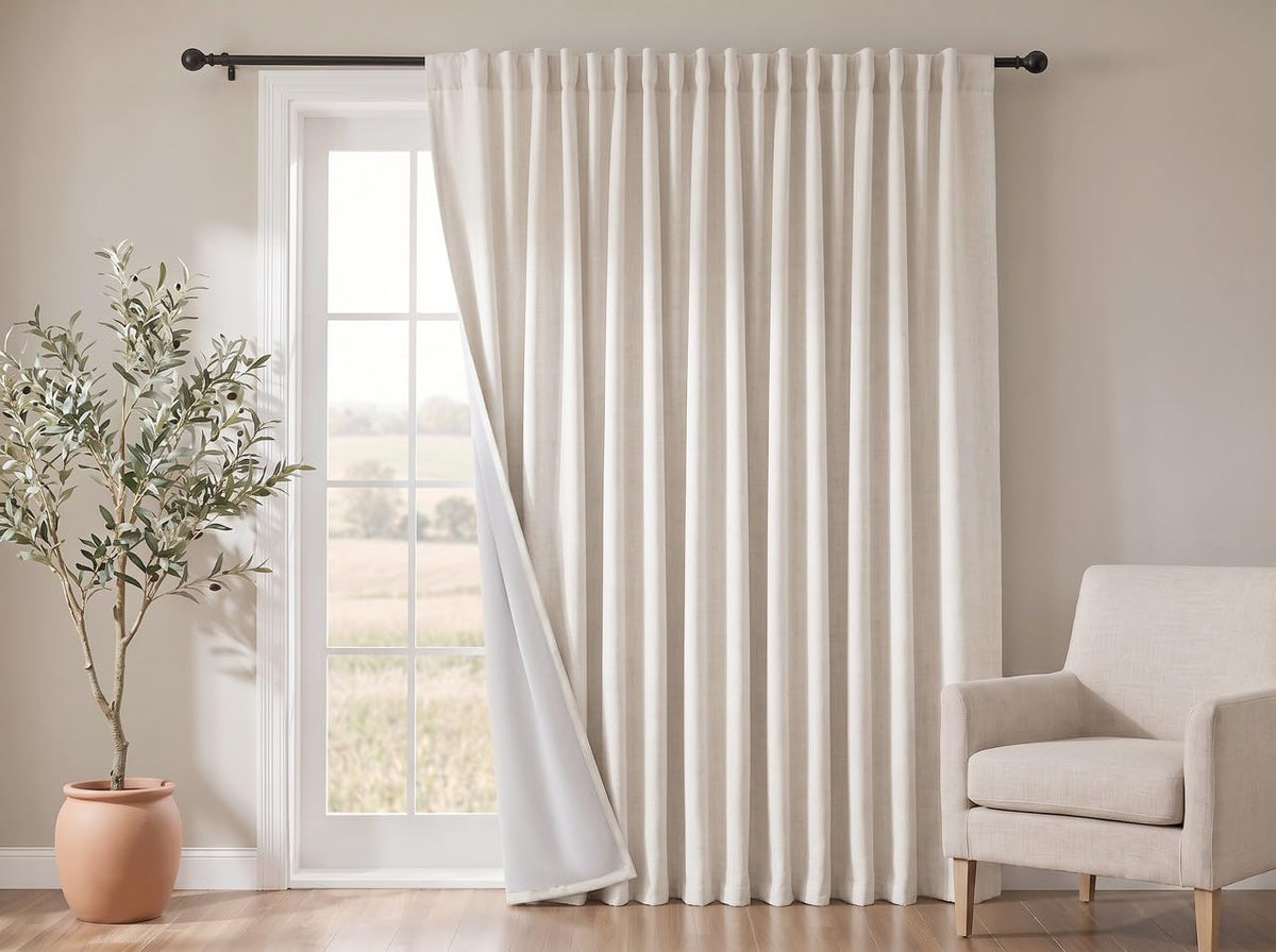 MYSKY HOME Linen Blackout Curtains for Bedroom and Living Room