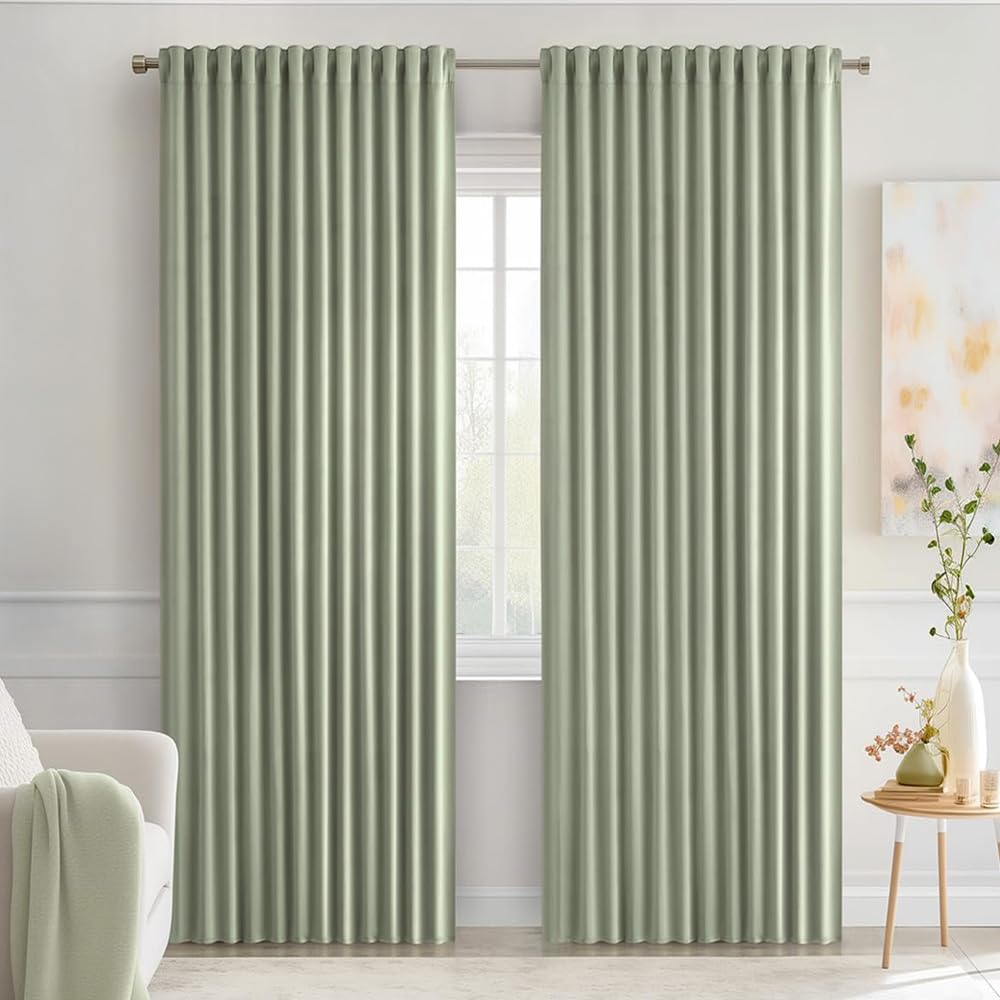 MIULEE 2 Panels Set Black Back Tab Blackout Curtains 52x96 Inch Long